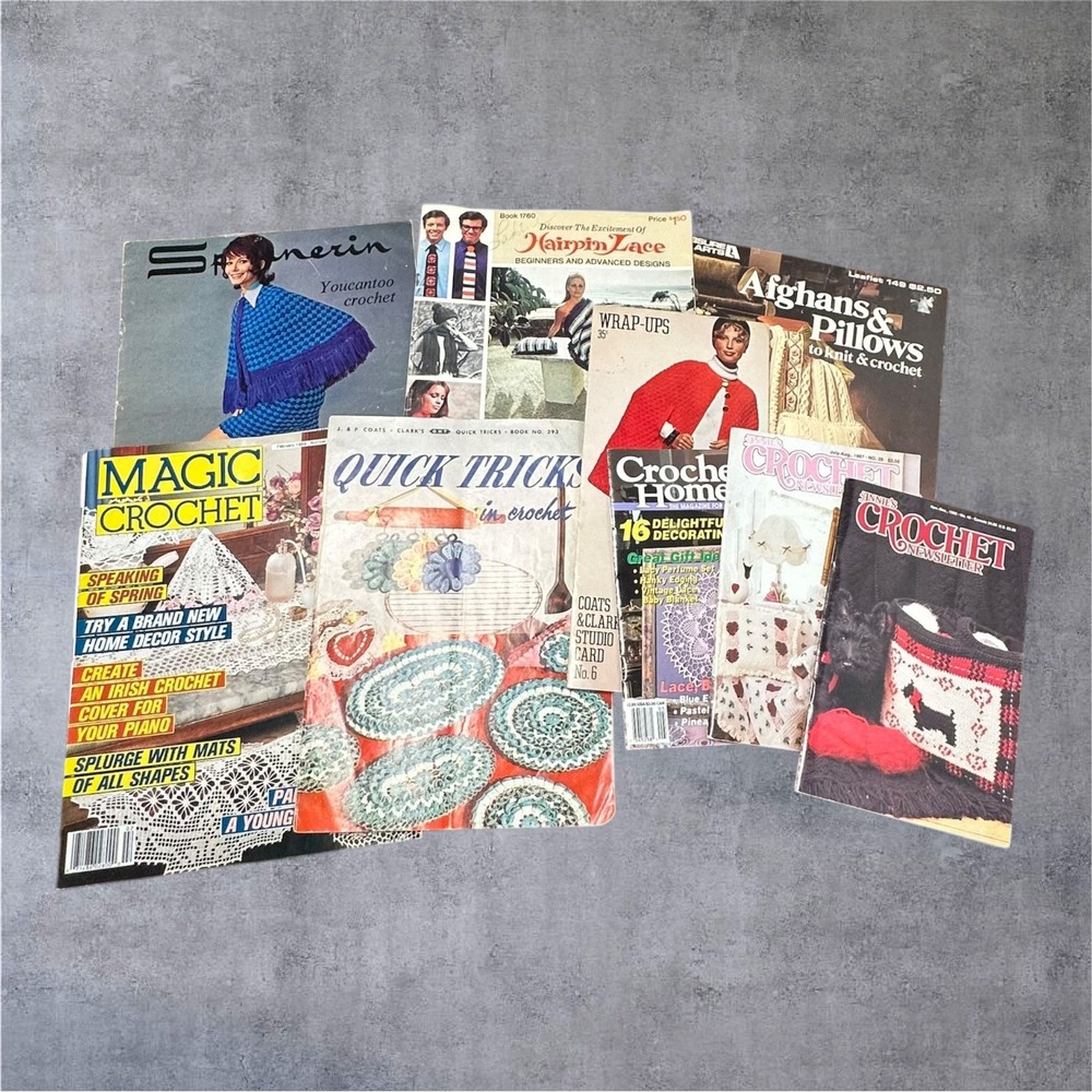 Lot of 8 Vintage Crochet Pattern Booklets 70s 80s 90s‎ Spinnerin Magic Crochet